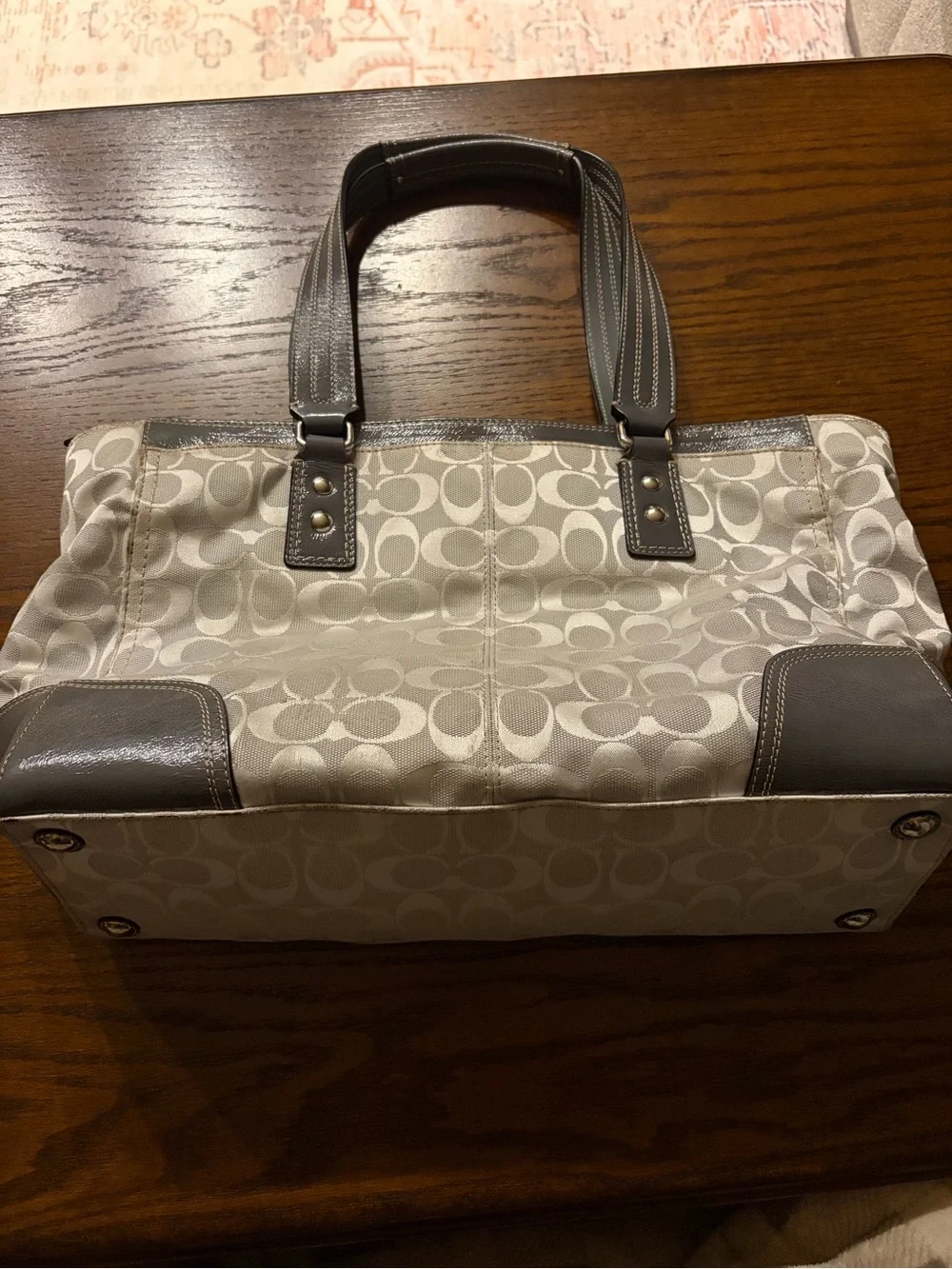 Coach Tote in Light Blue and Cream Signature Canvas
